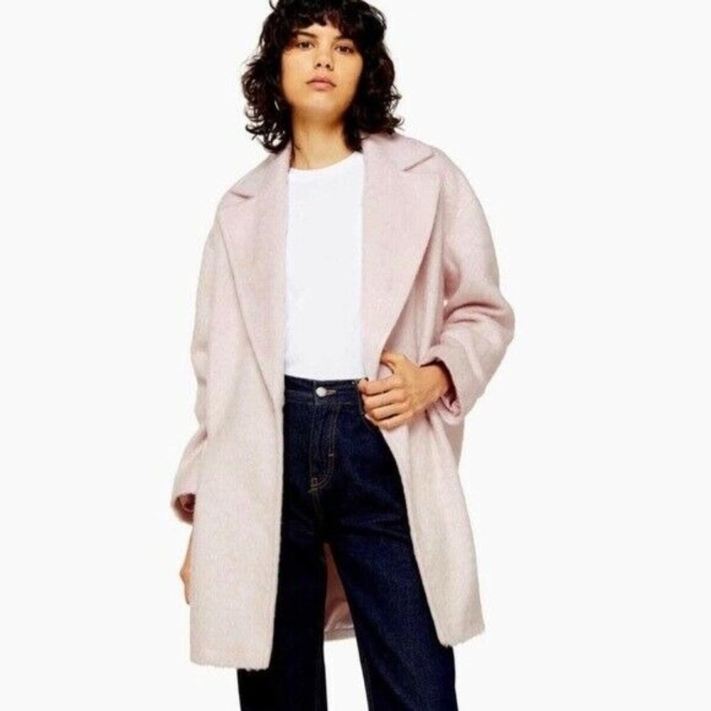 NEW Topshop Carly Long Coat Faux Fur Fuzzy